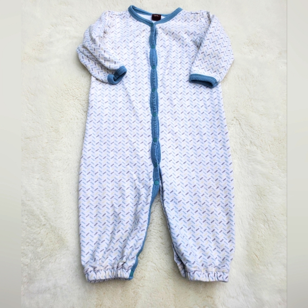 TEA COLLECTION White and Blue Baby Sleeper Size 6-12m
